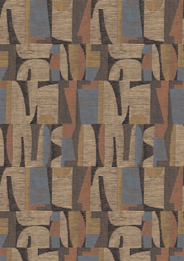 Geometric Mural Wallpaper, Brown, Red, IMD28101, Imani, Decoprint