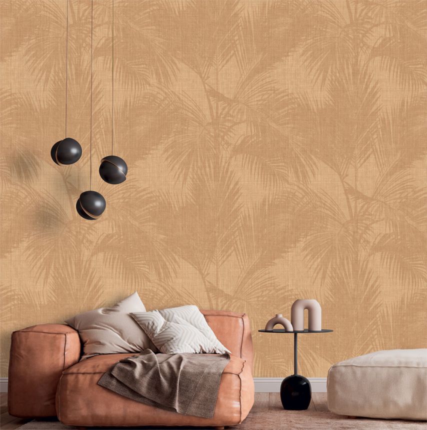 Mural Wallpaper, Palm Leaves, Red, Brown, IMD28120, Imani, Decoprint
