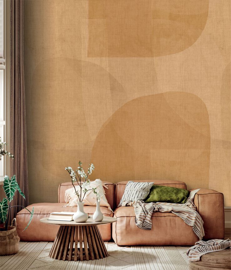 Geometric Mural Wallpaper, Yellow, Brown, IMD28133, Imani, Decoprint
