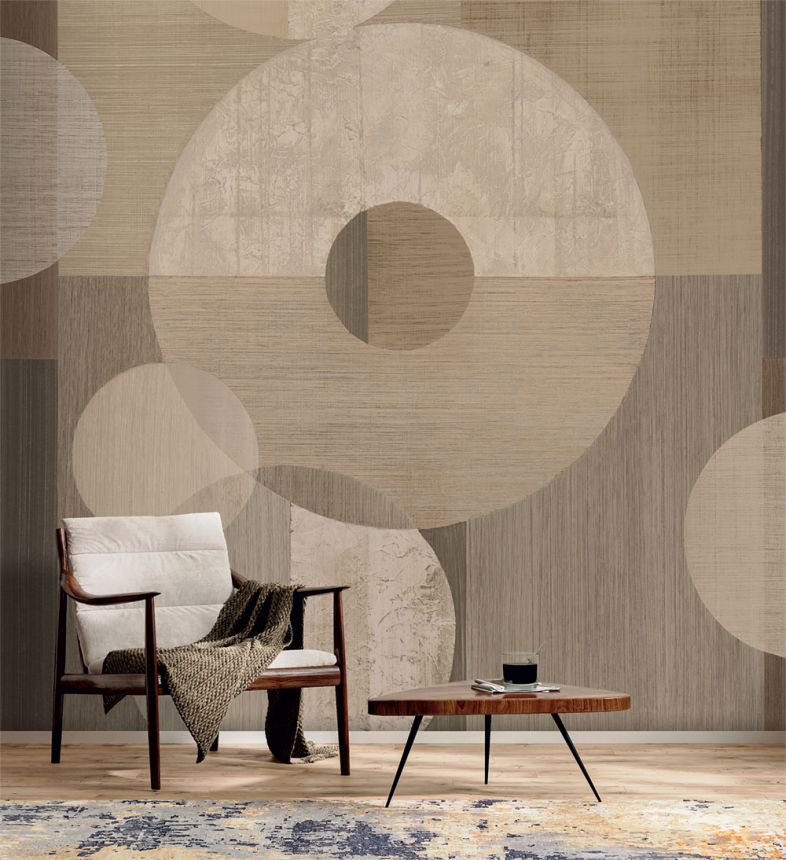 Geometric Mural Wallpaper, Beige, Brown, IMD28142, Imani, Decoprint