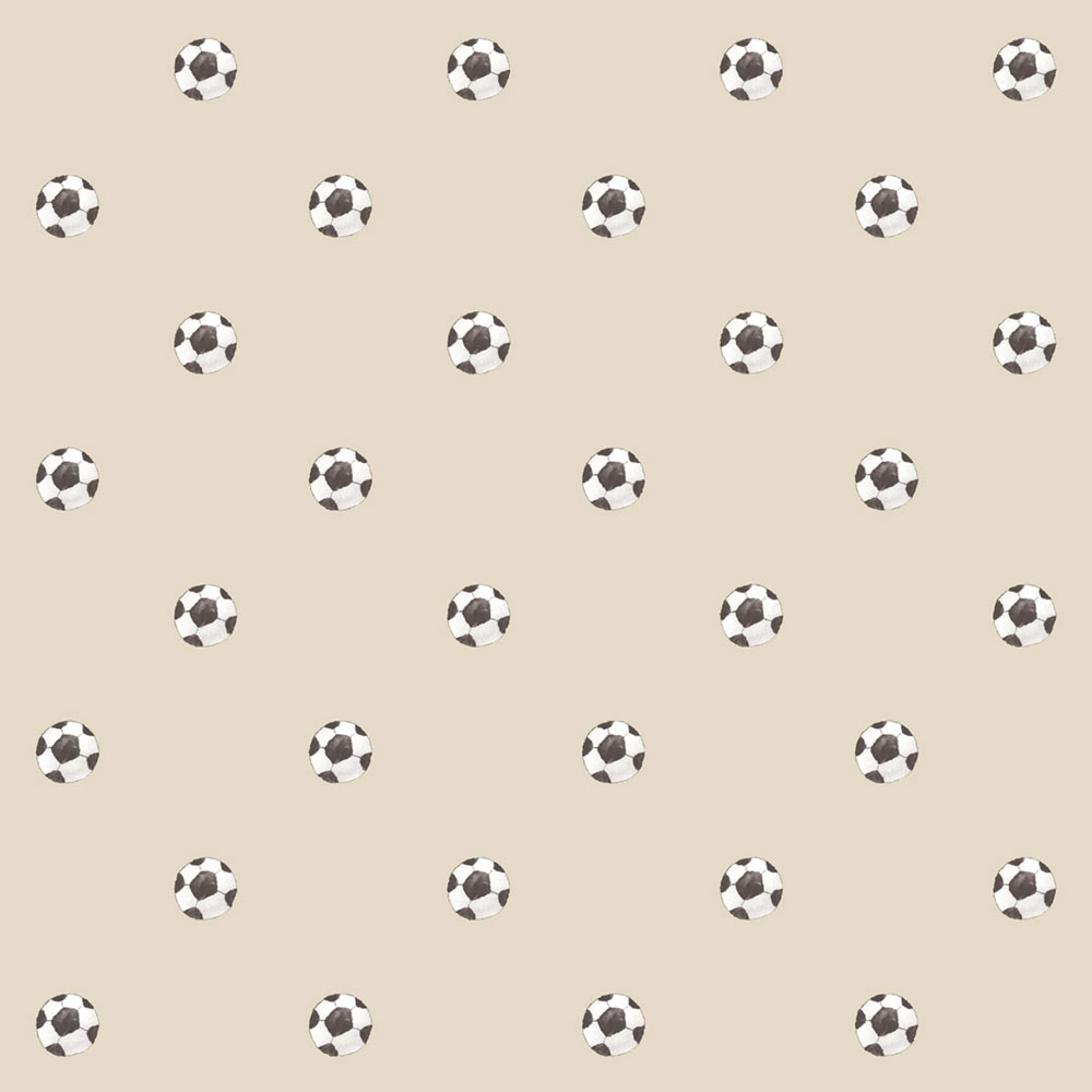 Children’s wallpaper, beige, black, footballs, 4455, Momi, Parato by Cristiana Masi