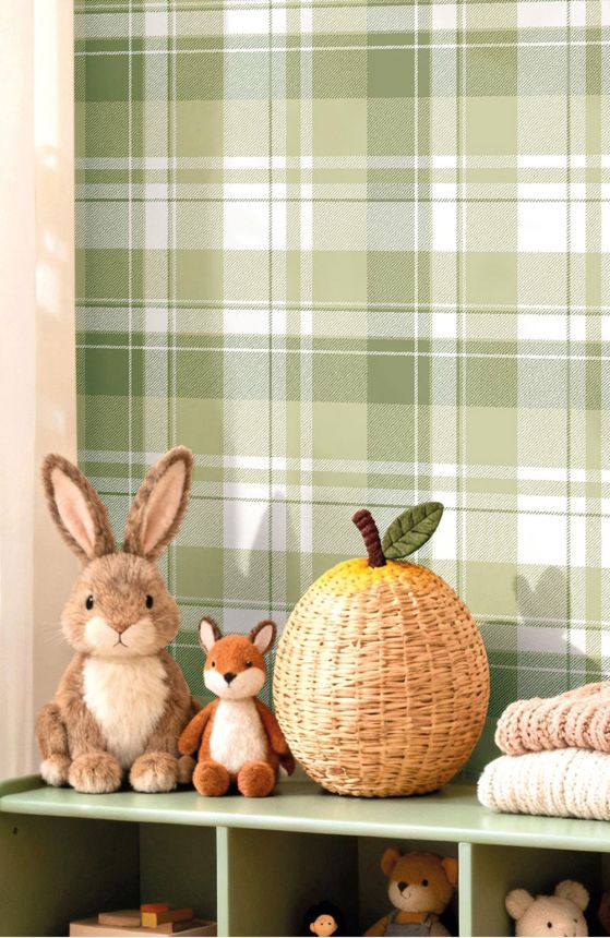 Wallpaper, green, check fabric imitation, 4490, Momi, Parato by Cristiana Masi