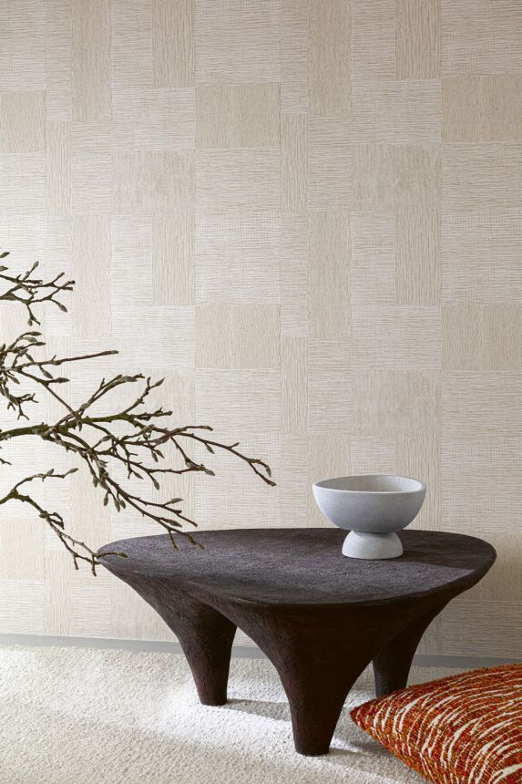 Wallpaper, beige, white, geometric pattern, TRA202, Traces, Masureel