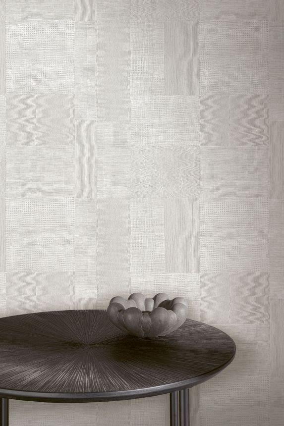 Wallpaper, grey, silver, geometric pattern, TRA203, Traces, Masureel