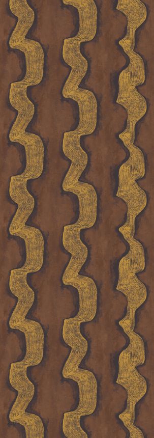 Mural wallpaper, gold, brown, waves, DGTRA302-260, Traces, Masureel