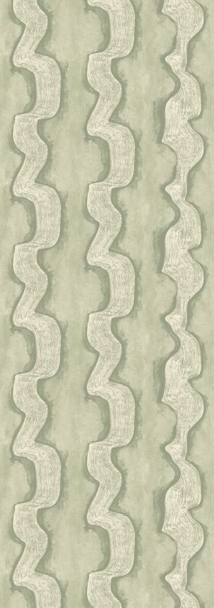 Mural wallpaper, green, white, waves, DGTRA304-260, Traces, Masureel