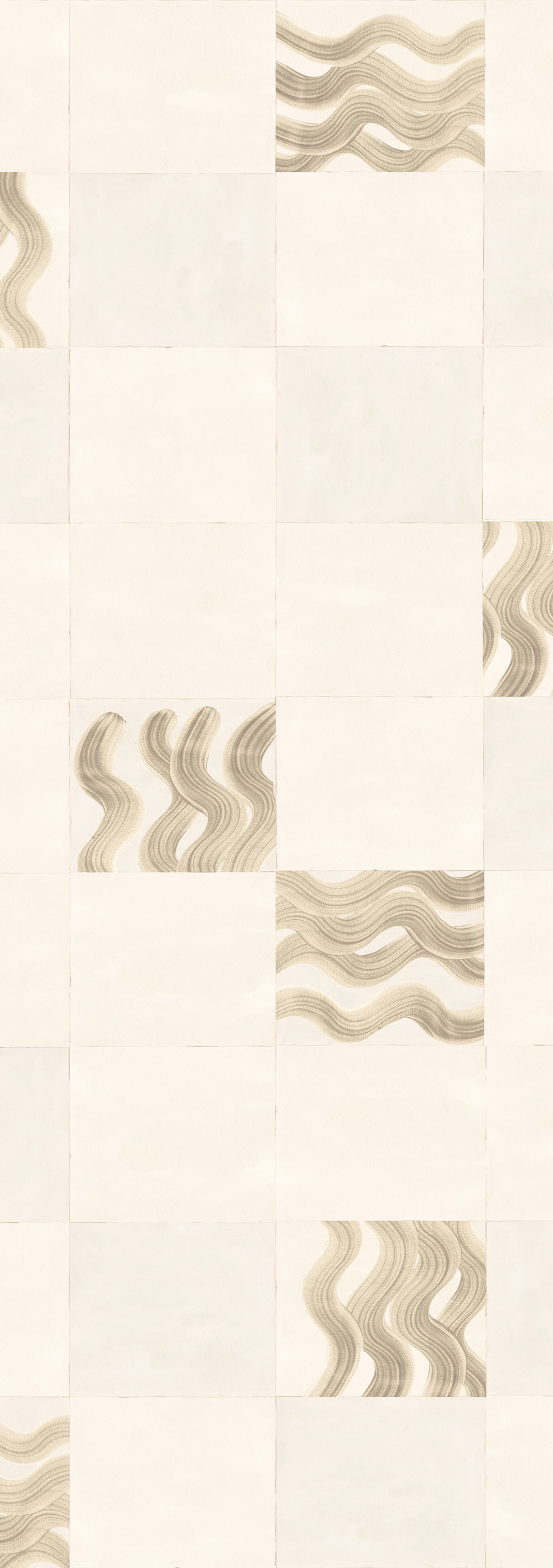 Mural wallpaper, beige, grey, waves in squares, DGTRA6012-260, Traces, Masureel
