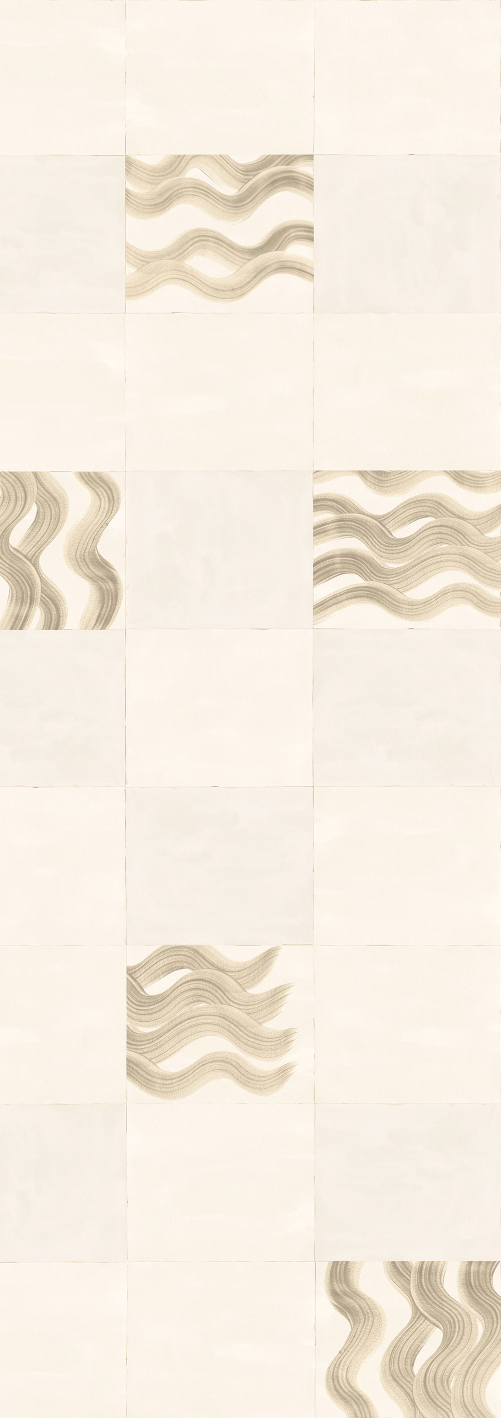 Mural wallpaper, beige, grey, waves in squares, DGTRA6013-300, Traces, Masureel