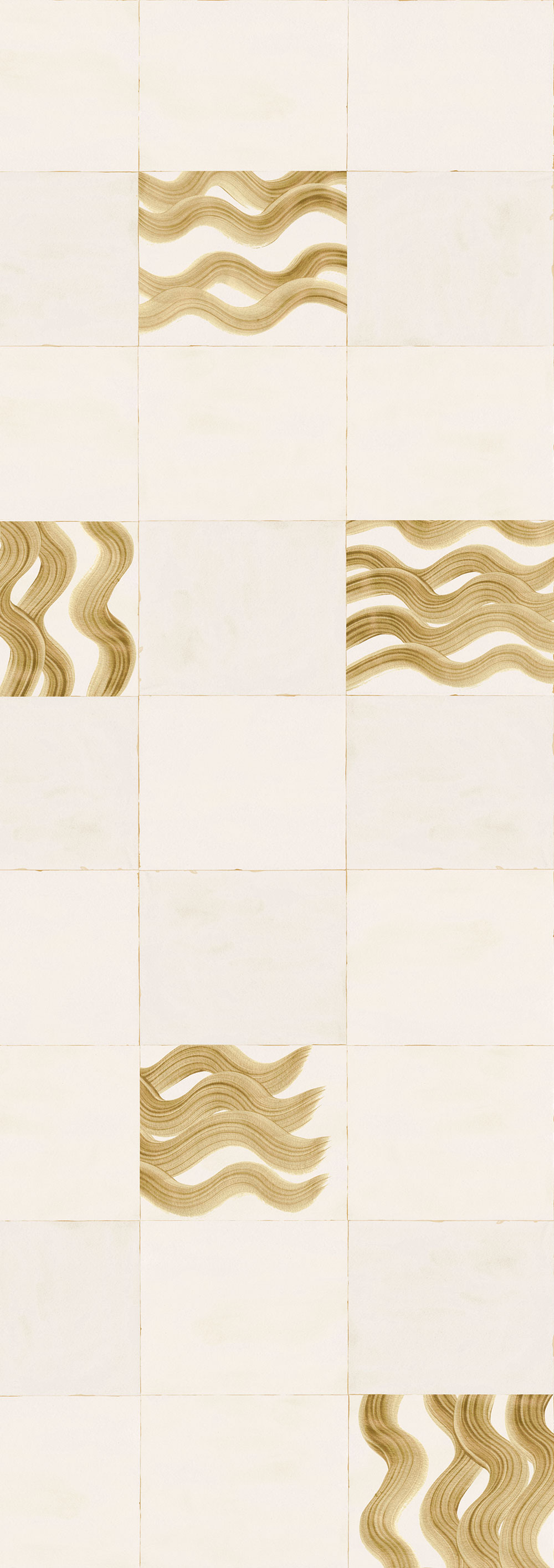 Mural wallpaper, beige, gold, waves in squares, DGTRA6023-300, Traces, Masureel