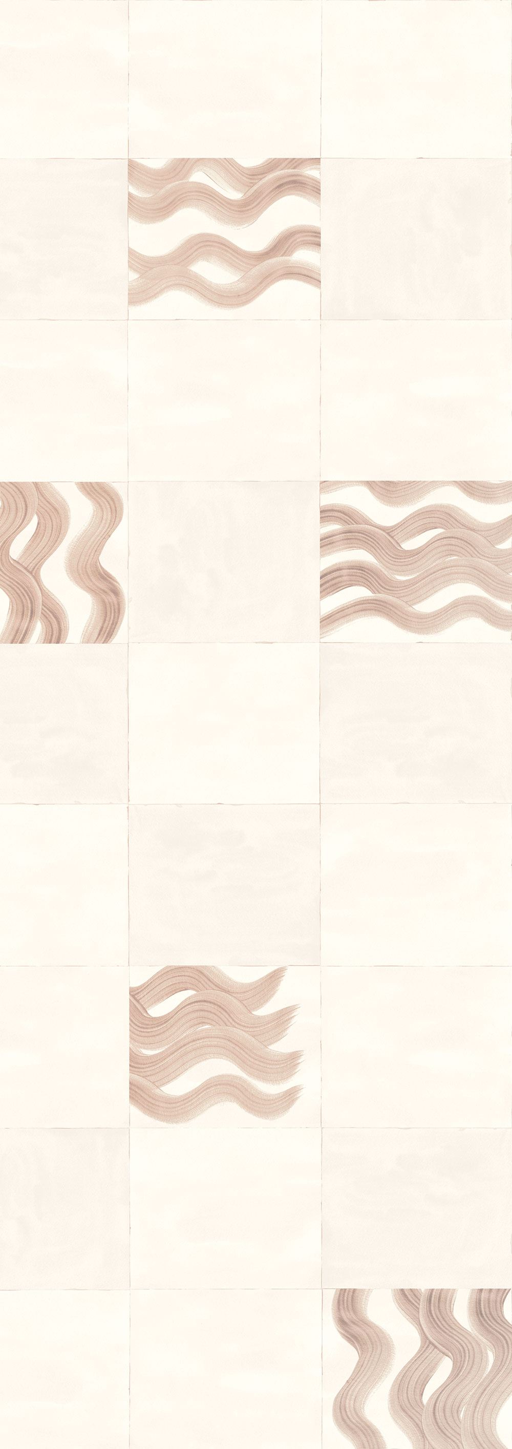 Mural wallpaper, pink, brown, waves in squares, DGTRA6033-300, Traces, Masureel