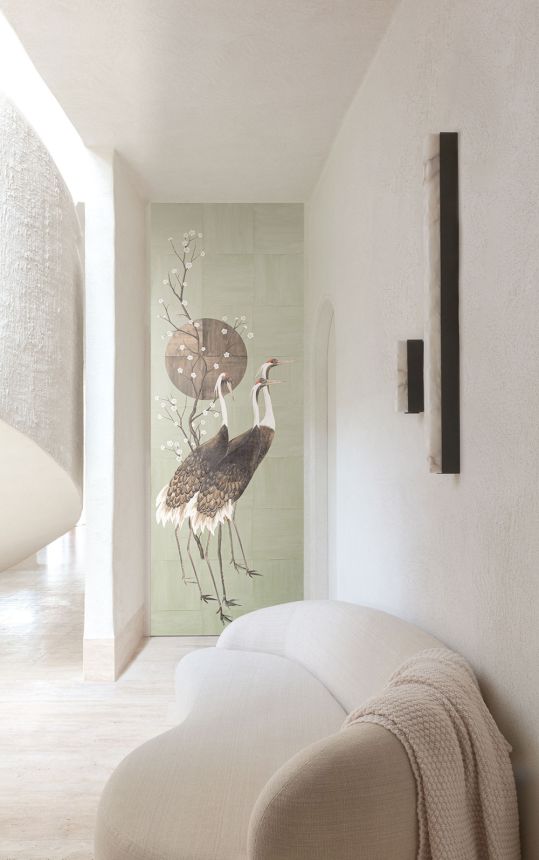 Mural wallpaper, grey, green, mat effect, DGTRA7023-300, Traces, Masureel