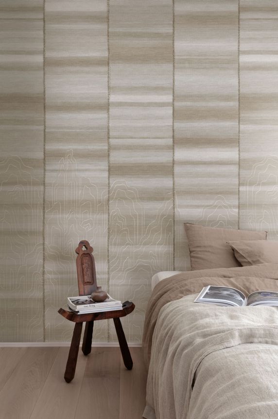 Mural wallpaper, brown, grey, stripes, DGTRA8022-300, Traces, Masureel
