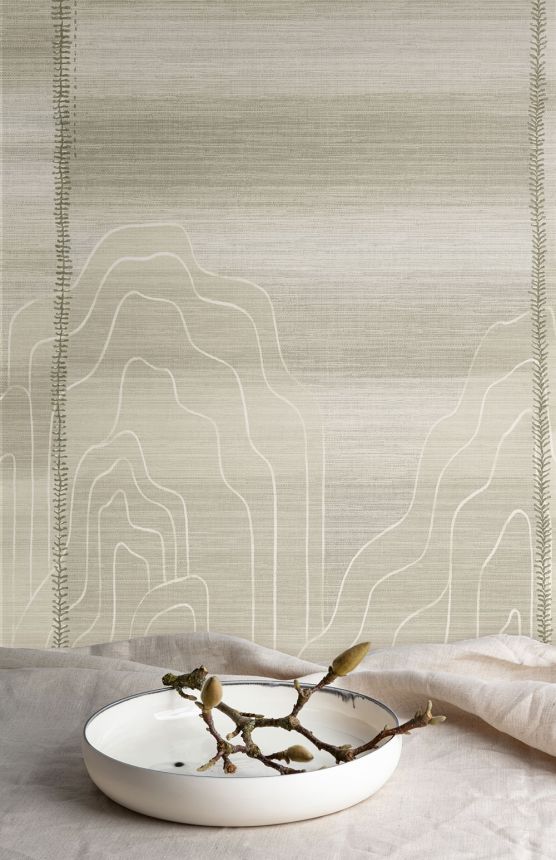 Mural wallpaper, beige, grey stripes, DGTRA8031-300, Traces, Masureel