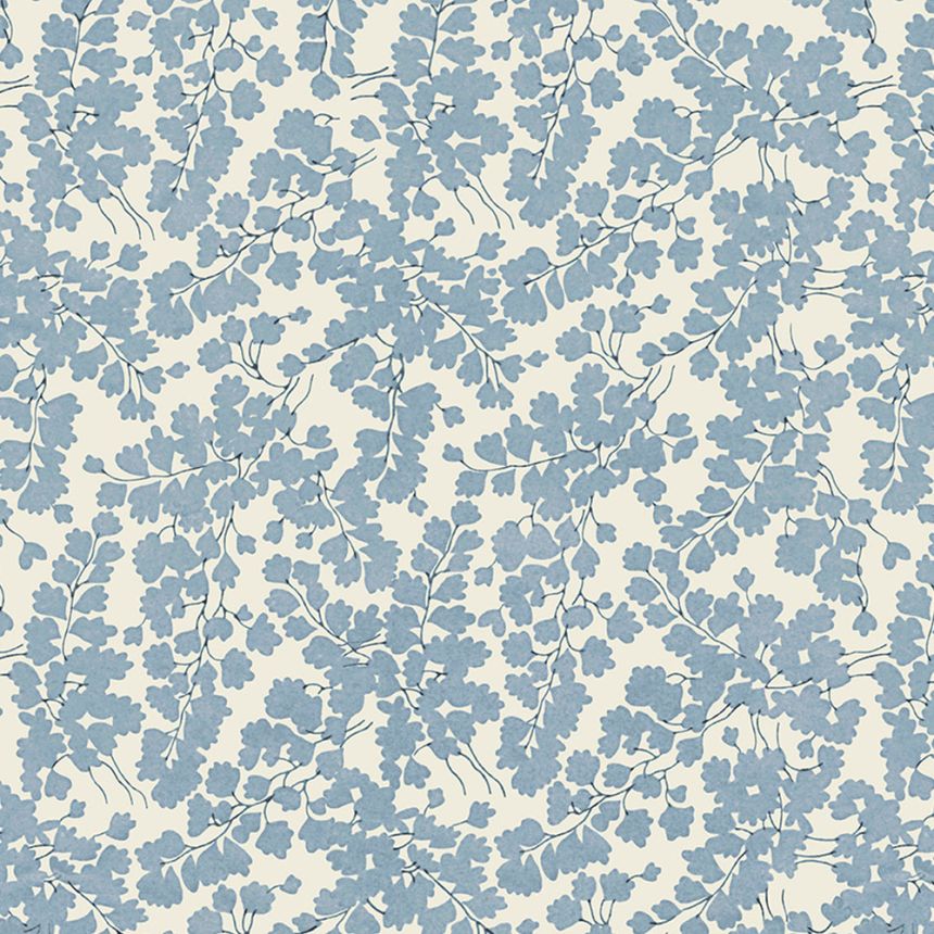 Wallpaper, Blue, White, Leaves, 122743, Laura Ashley 4