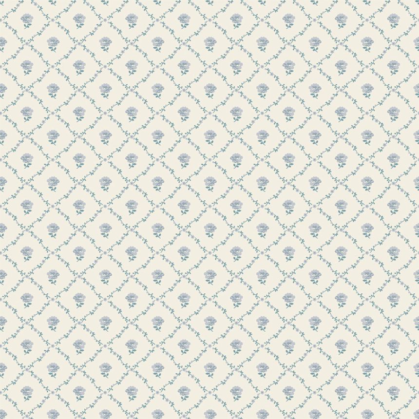 Wallpaper, Blue, White, Roses, 122745, Laura Ashley 4