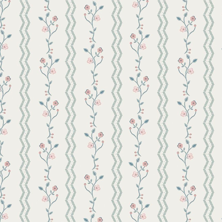 Wallpaper, Pink, Blue, Blossoms, 122748, Laura Ashley 4