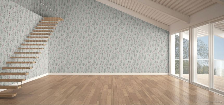 Wallpaper, Green, Pink, Wildflowers, 122750, Laura Ashley 4