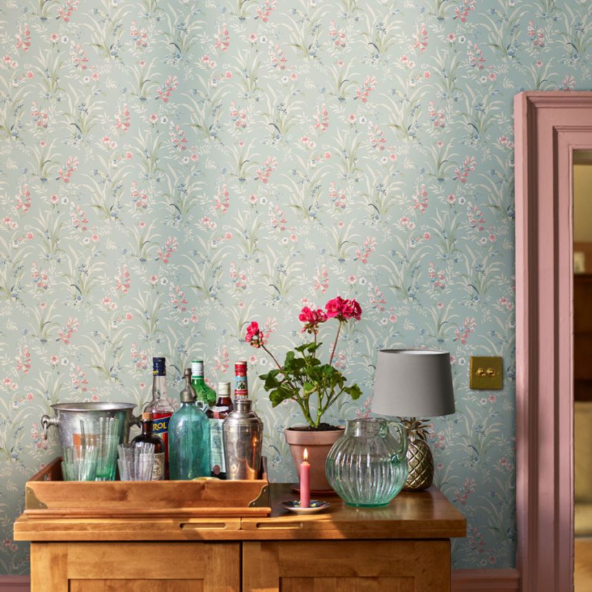 Wallpaper, Blue, Purple, Wildflowers, 122751, Laura Ashley 4