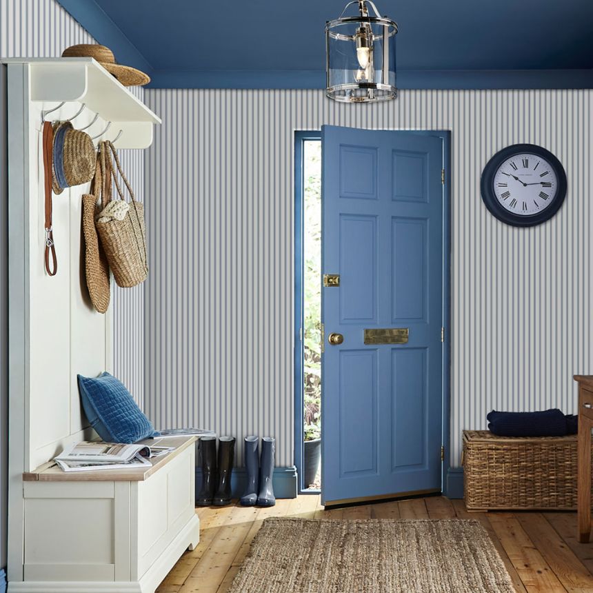 Wallpaper, Blue-White, Stripes, 122752, Laura Ashley 4