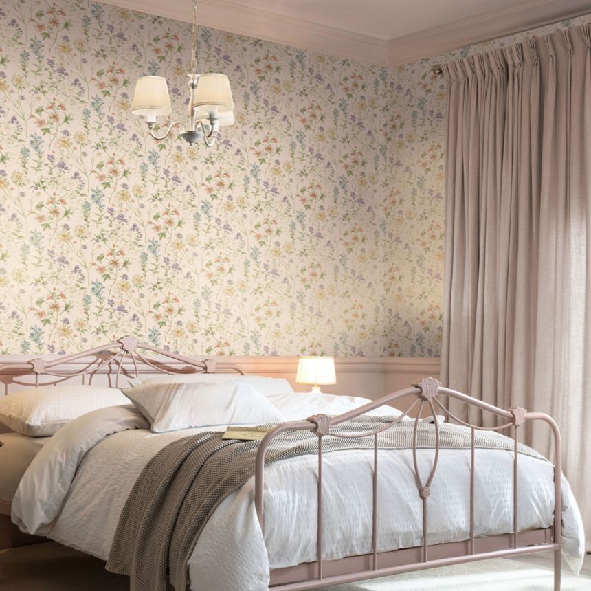 Wallpaper, Green, Blue, Wild Meadow, 122764, Laura Ashley 4