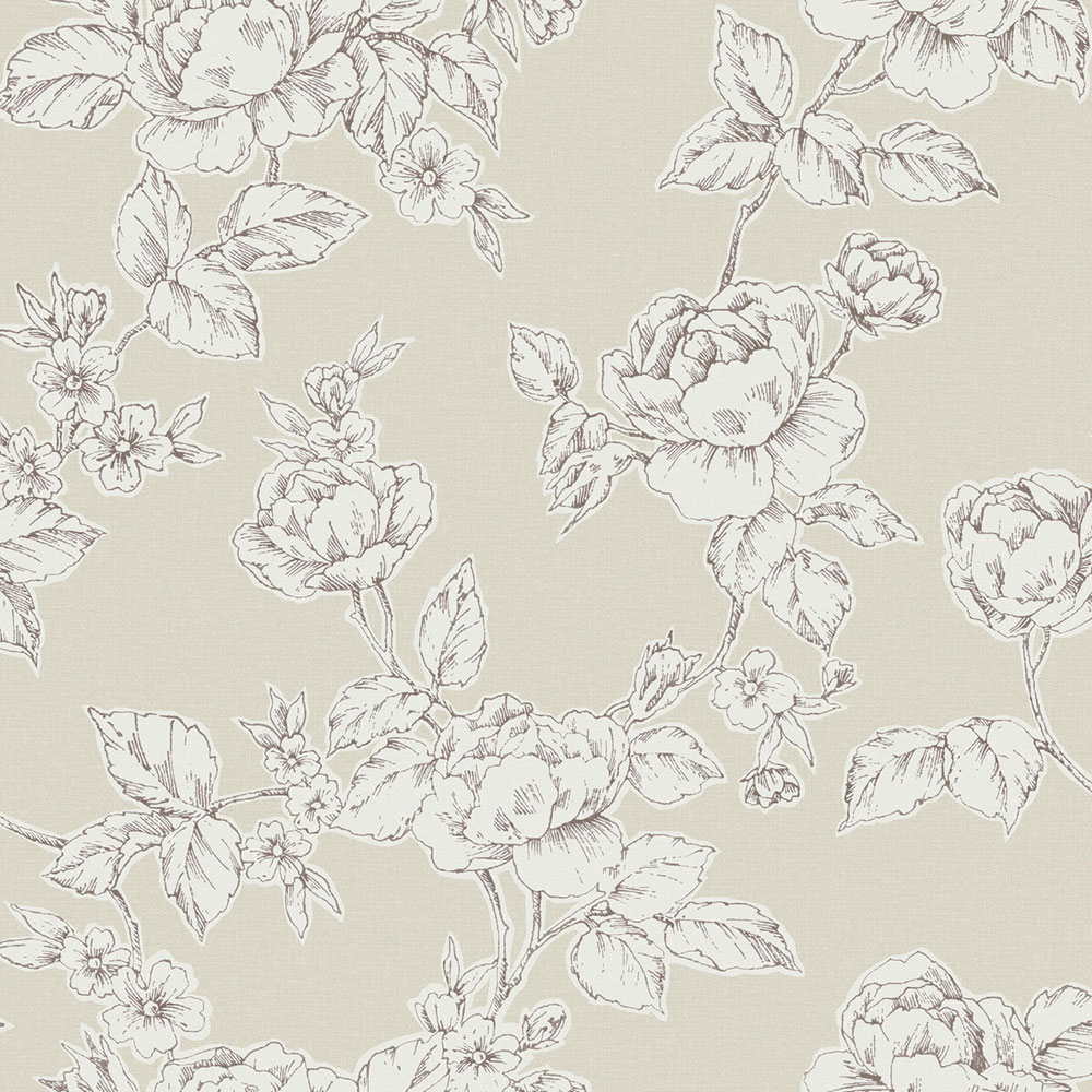Wallpaper, Beige, White, Roses, 127387, Laura Ashley 4