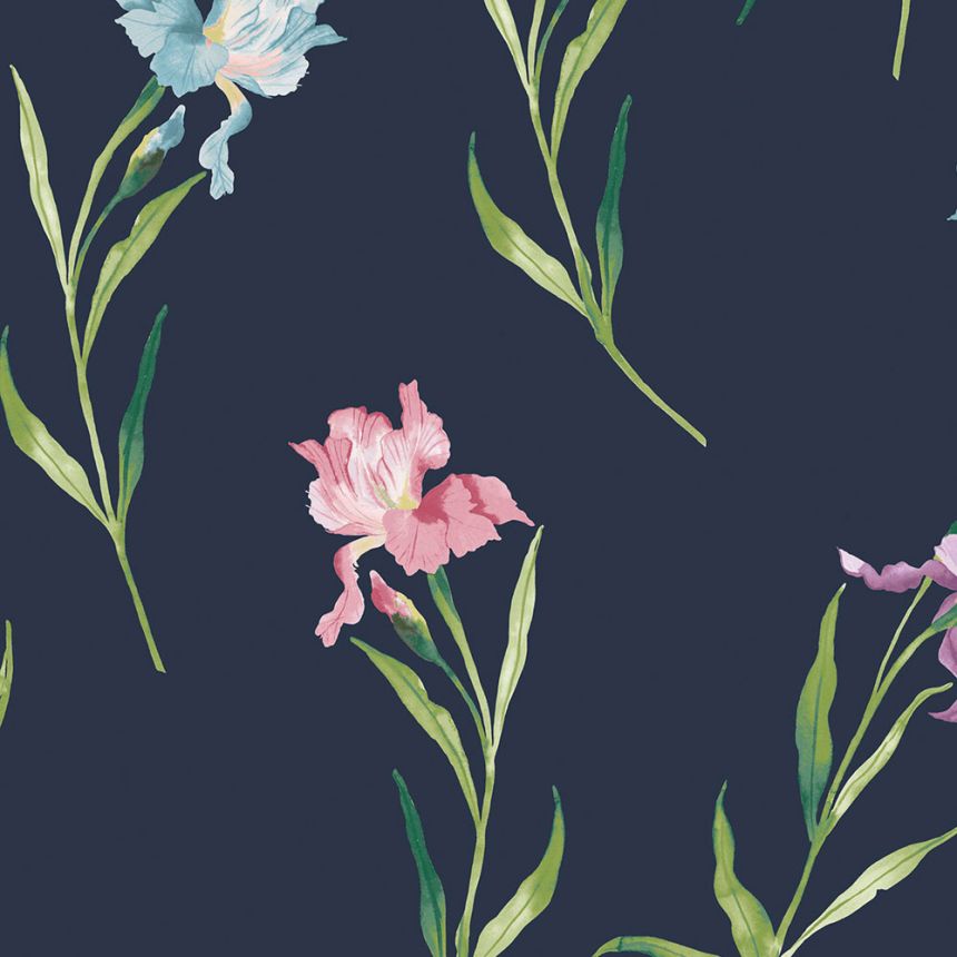 Wallpaper, Blue, Pink, Irises, 127399, Laura Ashley 4