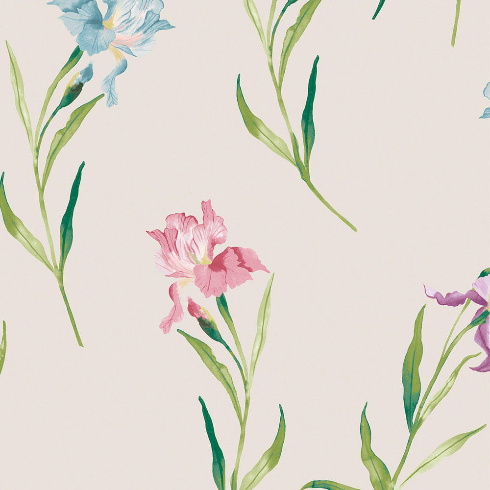 Wallpaper, Beige, Pink, Irises, 127400, Laura Ashley 4