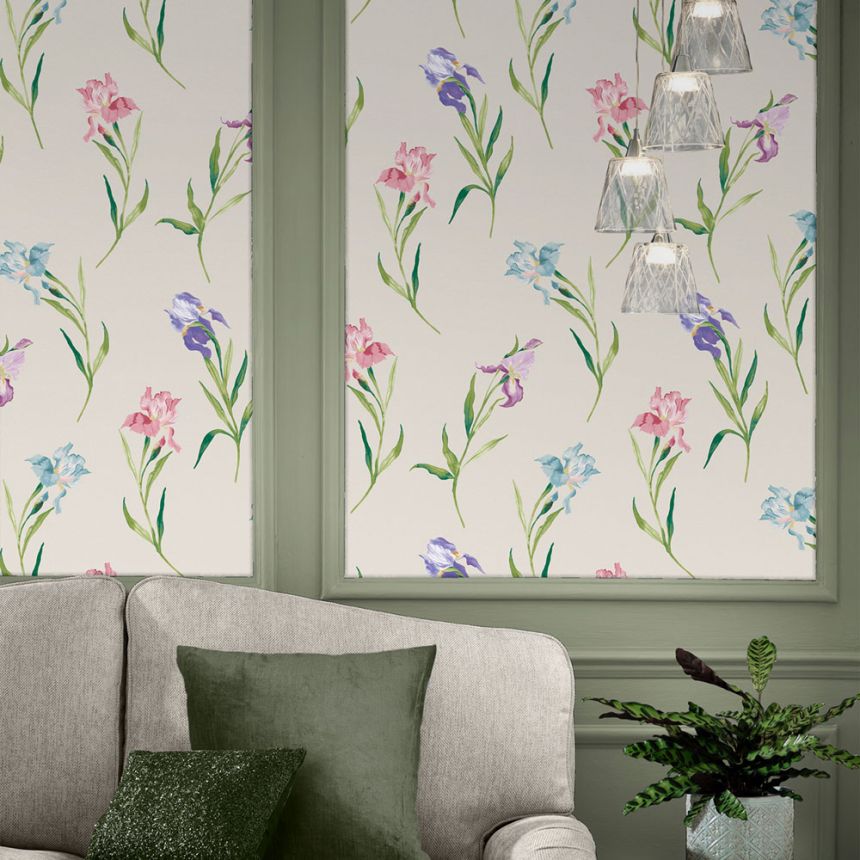 Wallpaper, Beige, Pink, Irises, 127400, Laura Ashley 4