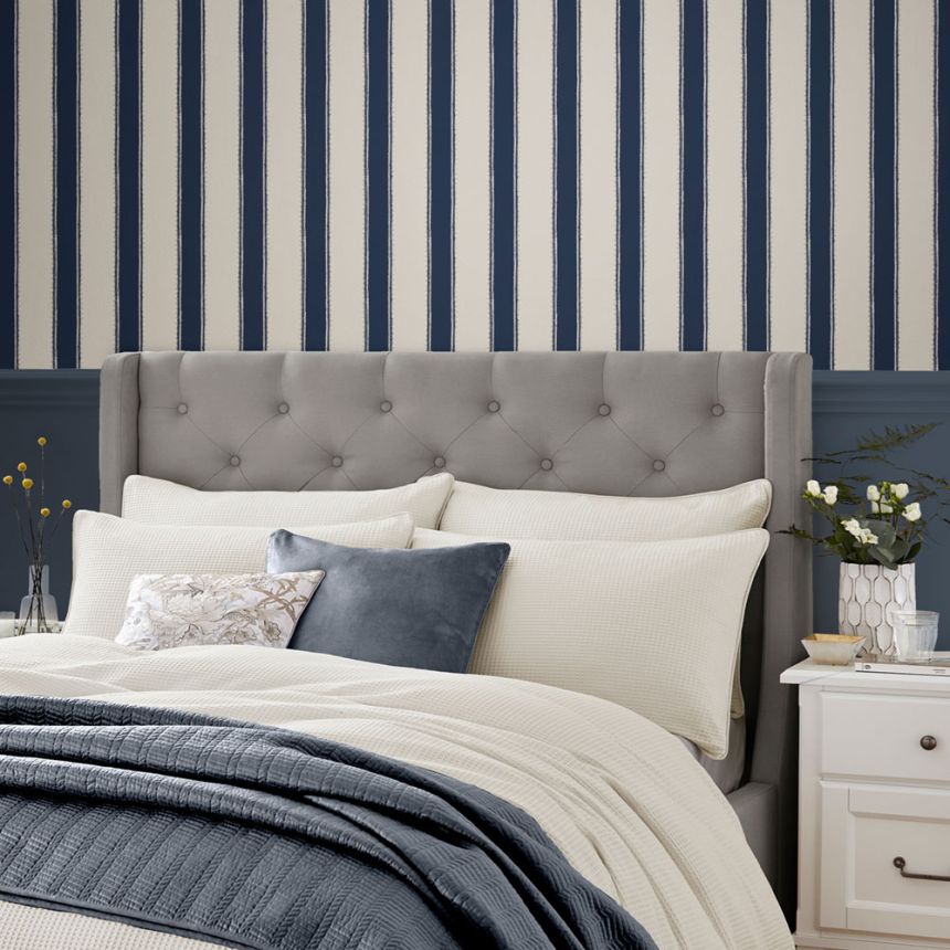 Wallpaper, Blue-White, Stripes, 127404, Laura Ashley 4