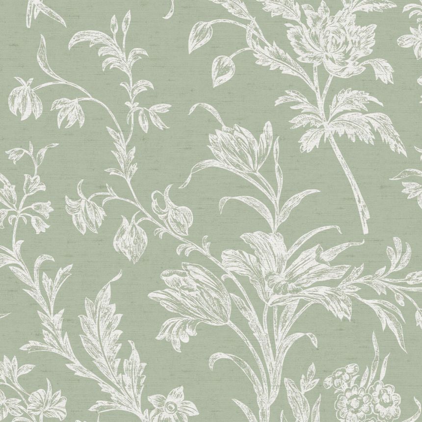 Wallpaper, Green-White, Floral Pattern, 130116, Laura Ashley 4