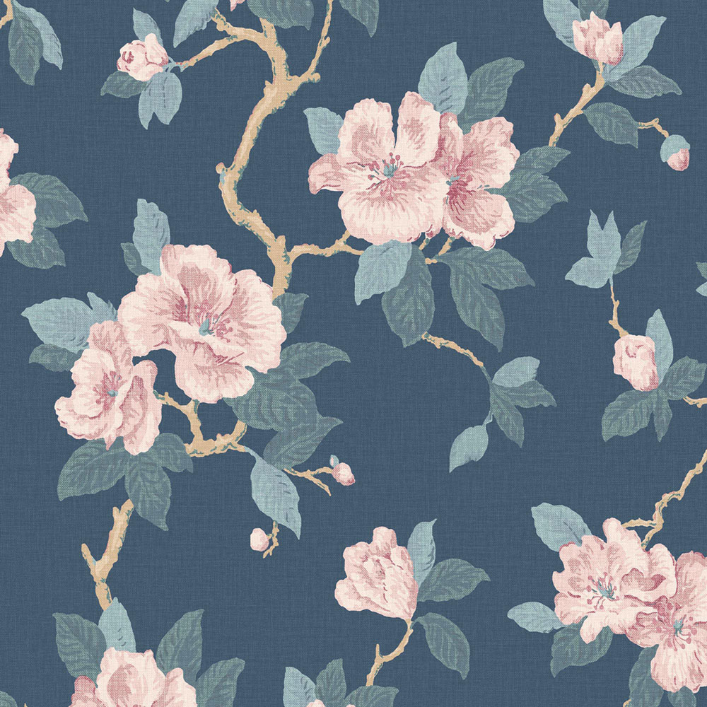 Floral Wallpaper, Blue, Pink, 130095, Laura Ashley 4