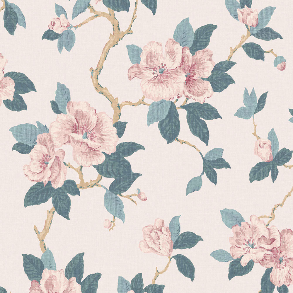 Floral Wallpaper, Pink, Blue, 130096, Laura Ashley 4
