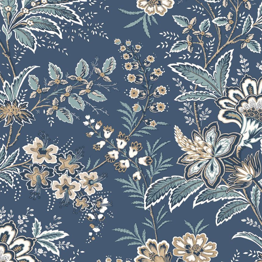 Wallpaper, Blue, Beige, Flowers, 130097, Laura Ashley 4