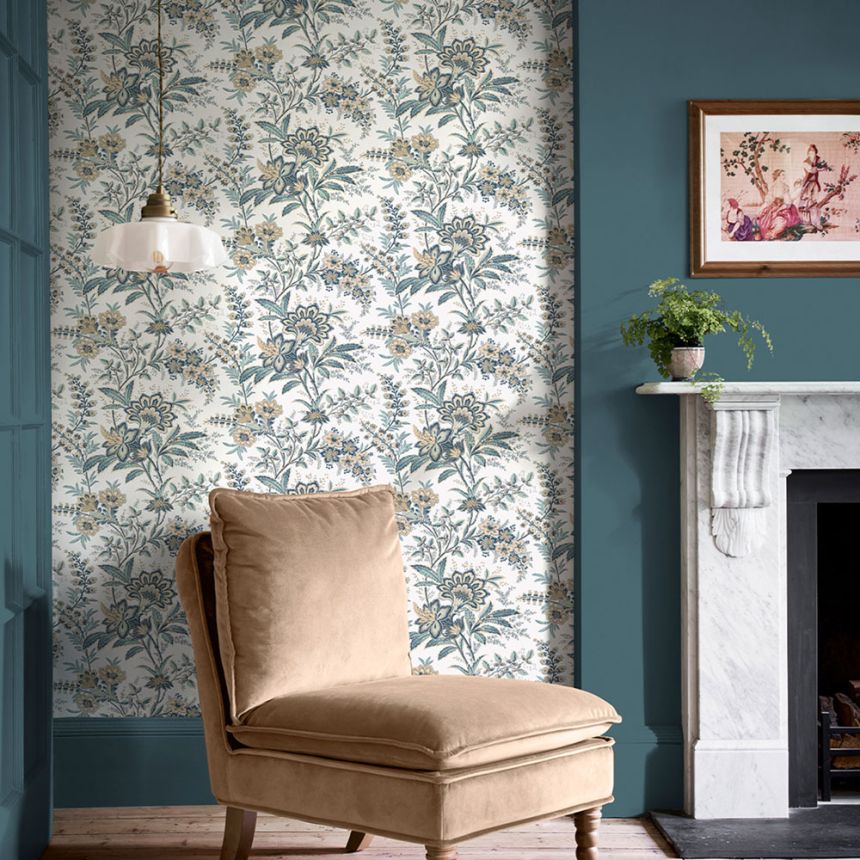Wallpaper, White, Beige, Flowers, 130098, Laura Ashley 4