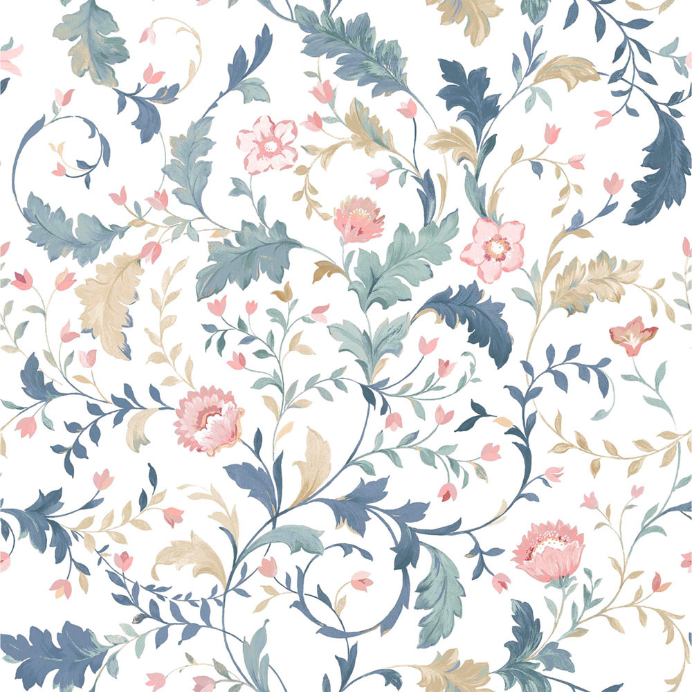 Wallpaper, White, Beige, Flowers, 130099, Laura Ashley 4