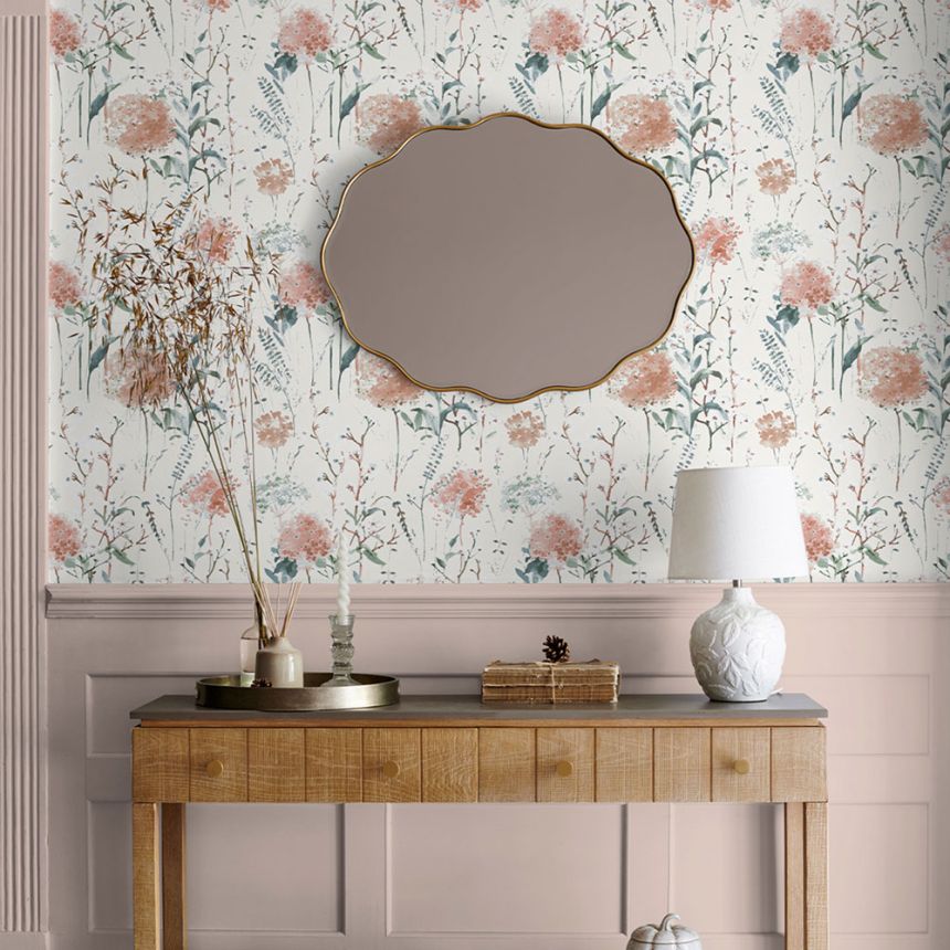 Wallpaper, White, Blue, Floral Pattern, 130104, Laura Ashley 4