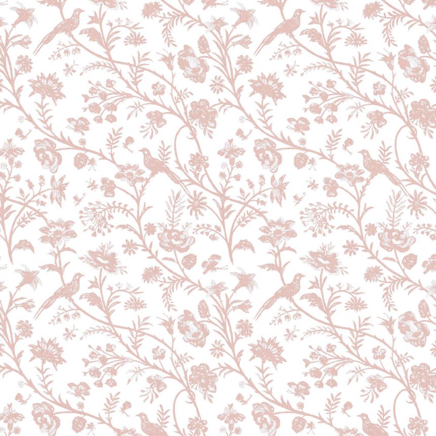 Wallpaper, White, Pink, Roses, Birds, 130108, Laura Ashley 4