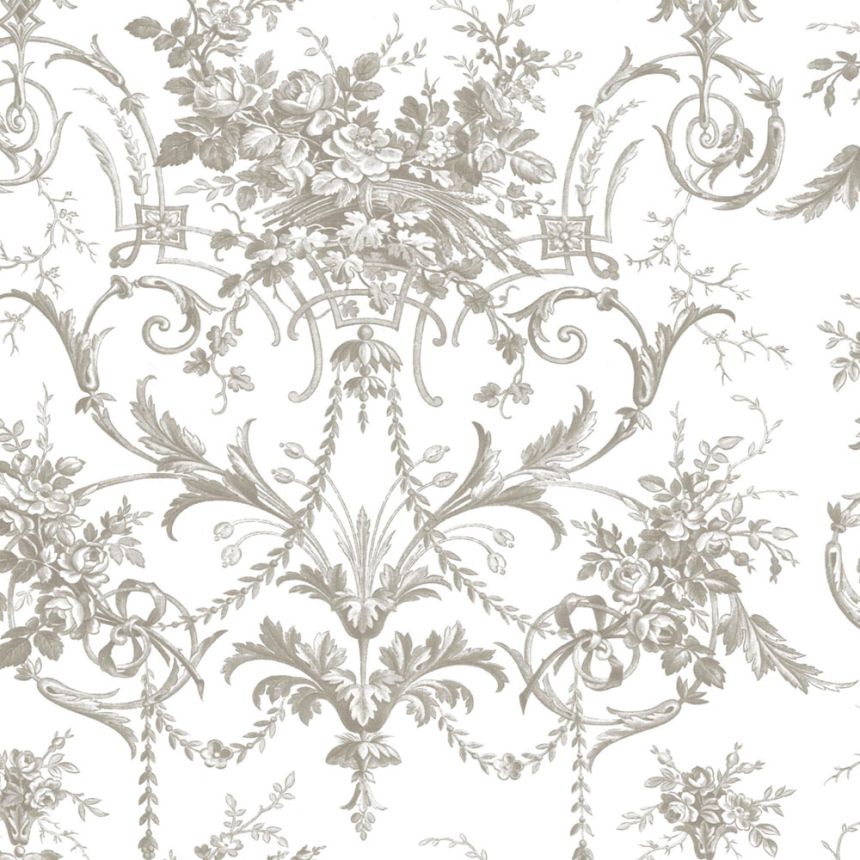 Damask Wallpaper, Grey-White, Flowers, 130111, Laura Ashley 4