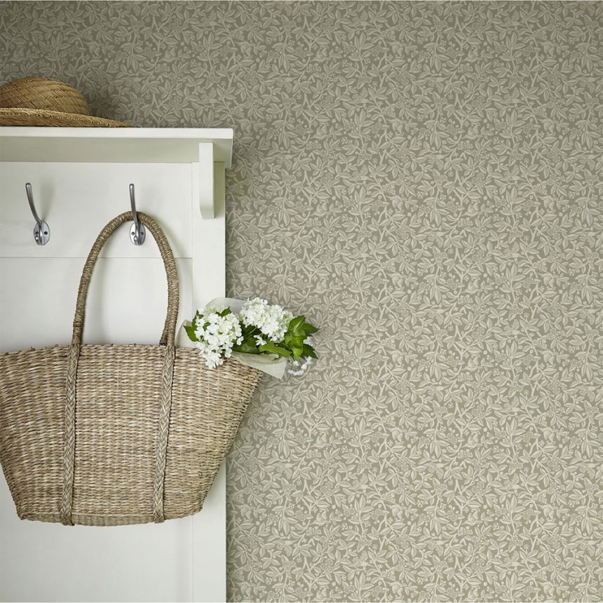 Wallpaper, Grey, Flowers, Birds, 140320, Laura Ashley 4