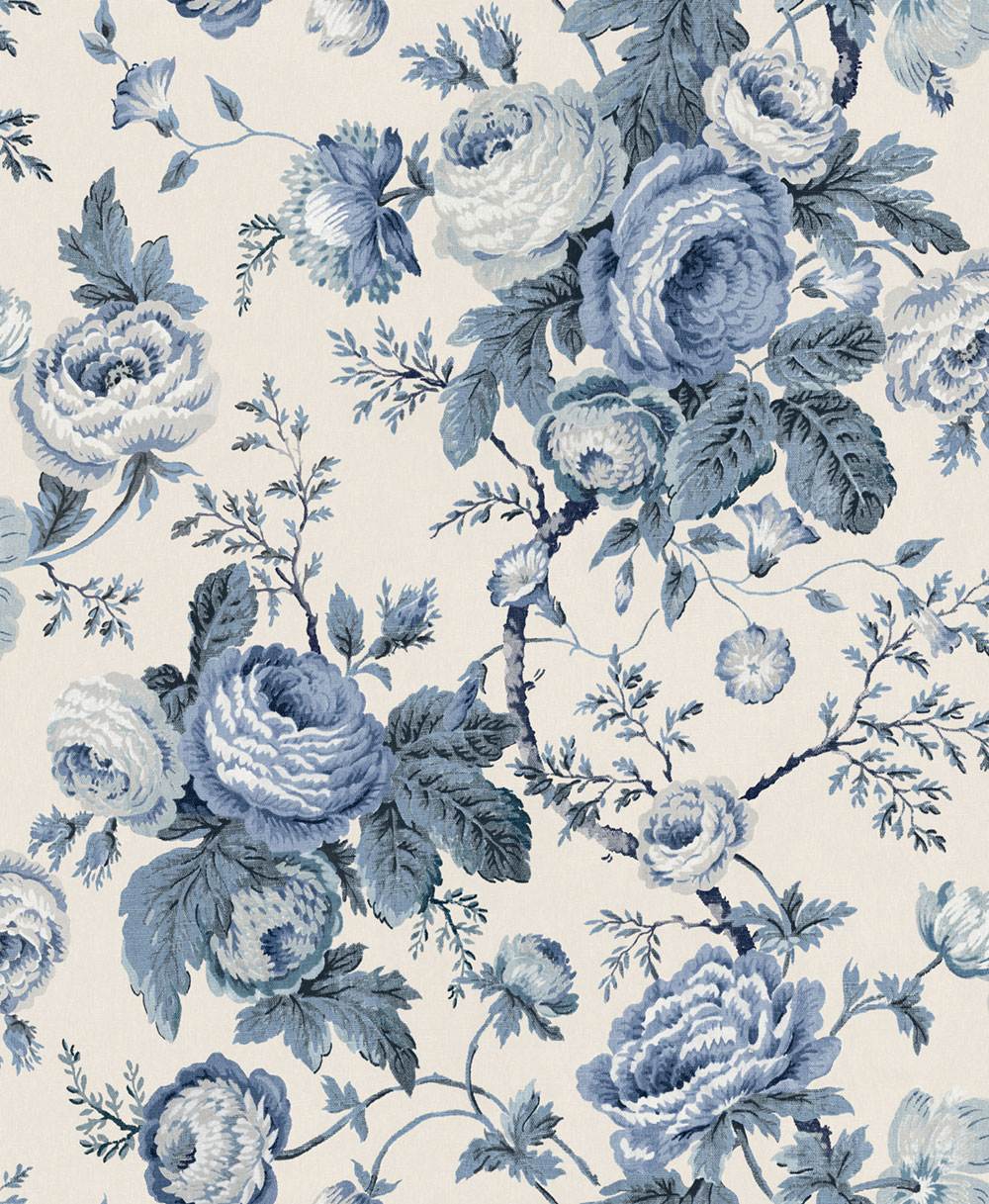 Wallpaper, Blue, White, Floral Pattern, 140324, Laura Ashley 4