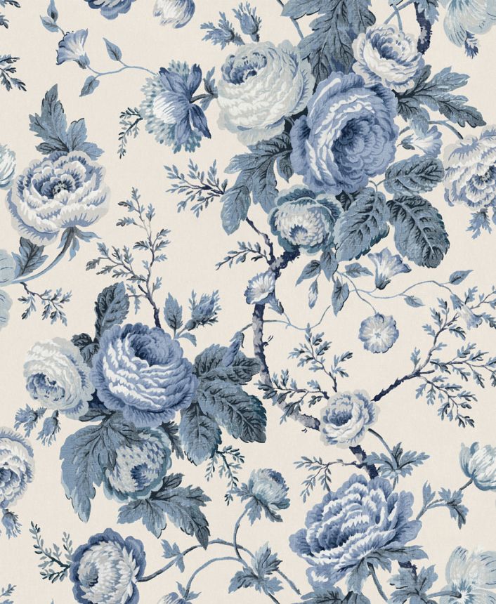 Wallpaper, Blue, White, Floral Pattern, 140324, Laura Ashley 4