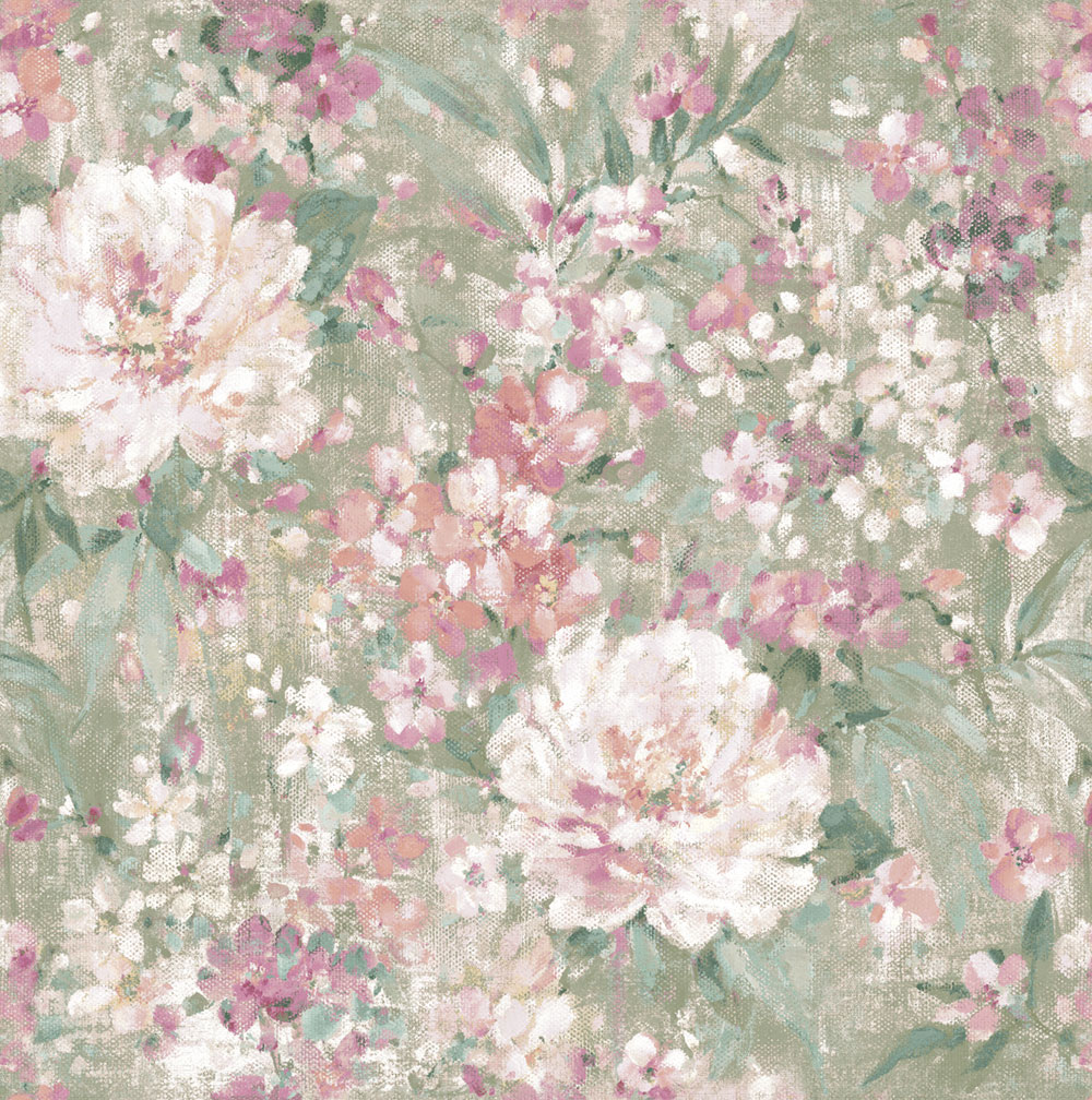 Wallpaper, Green, Pink, Floral Pattern, 140328, Laura Ashley 4