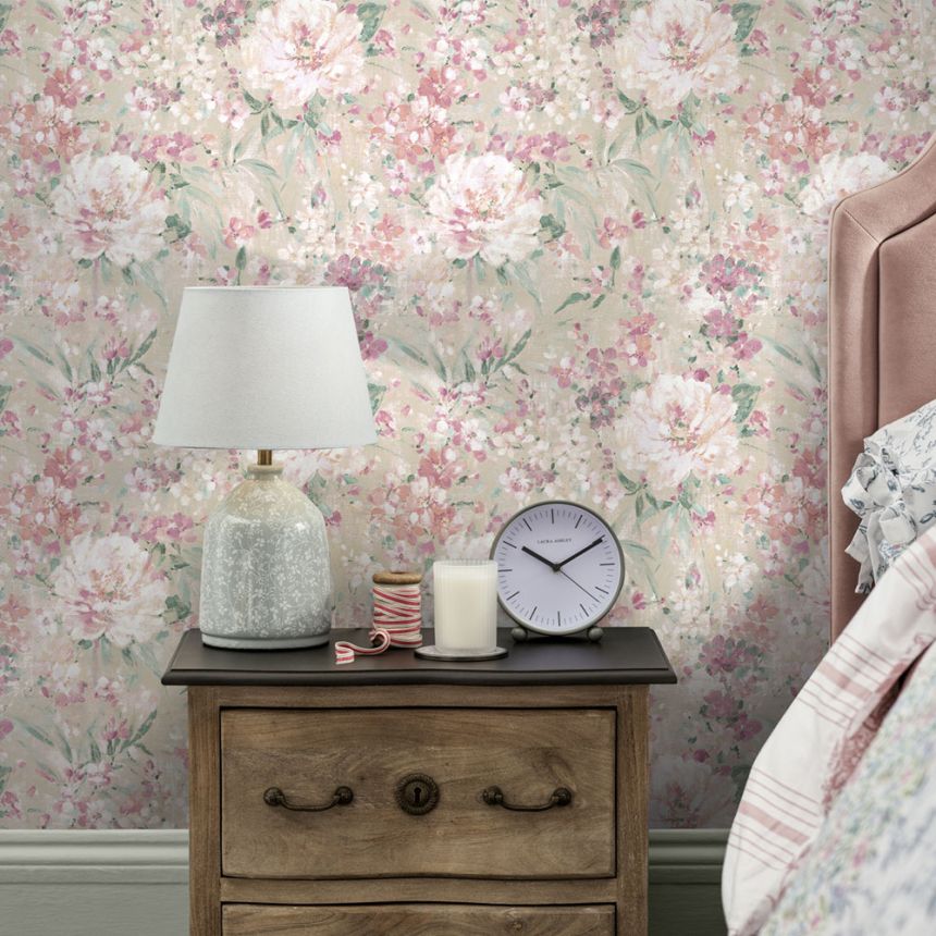 Wallpaper, Pink, White, Floral Pattern, 140329, Laura Ashley 4