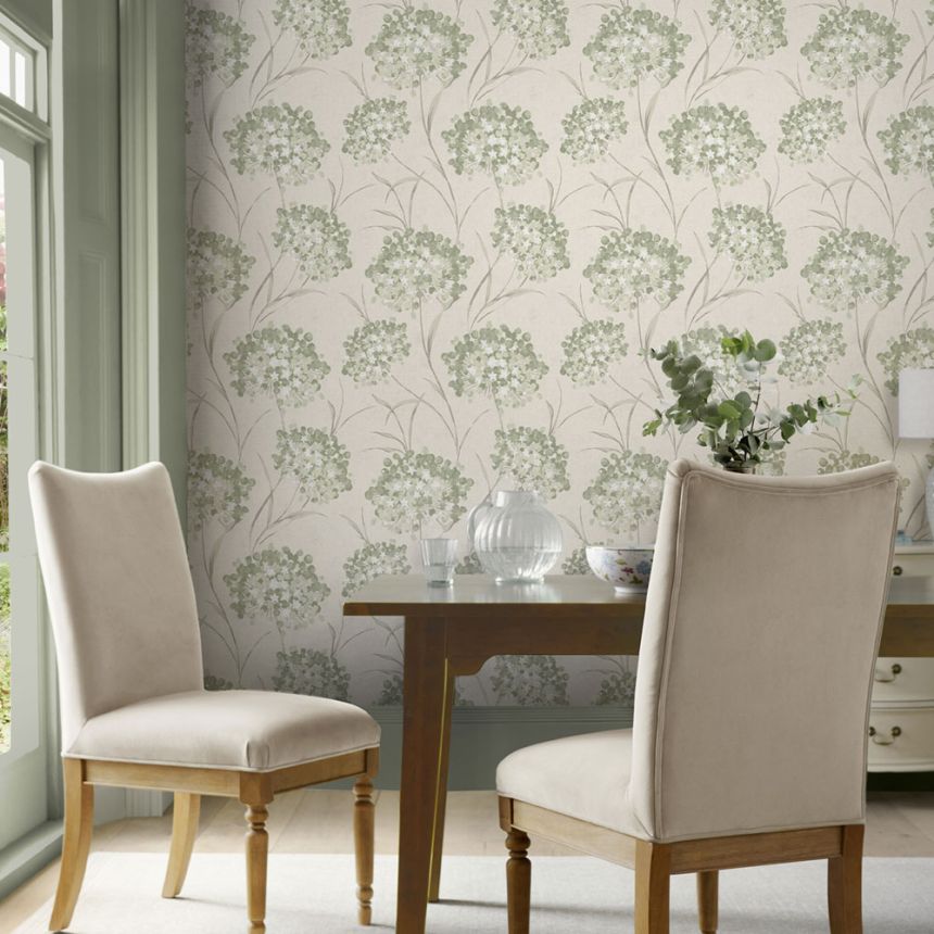 Wallpaper, Green, Grey, Floral Pattern, 140331, Laura Ashley 4