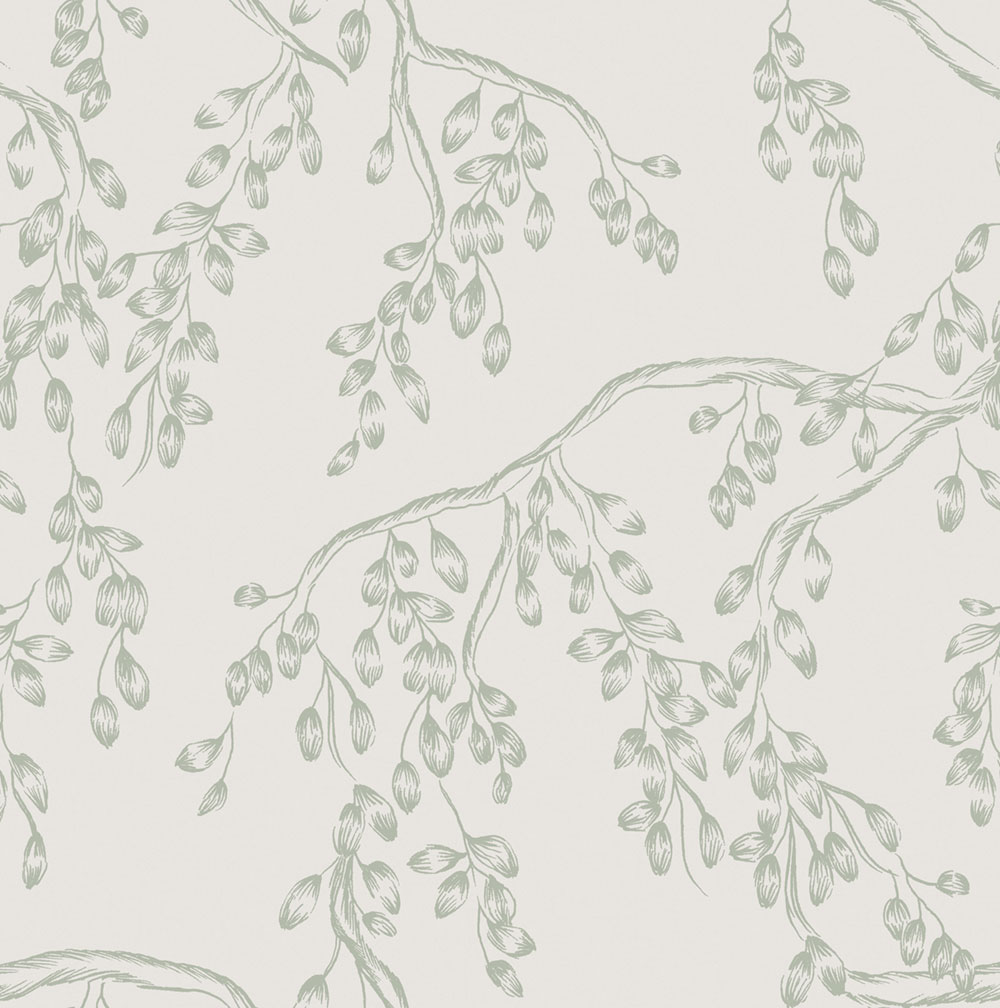 Wallpaper, White-Green, Branches, 140333, Laura Ashley 4