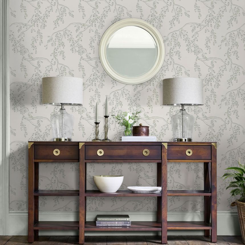 Wallpaper, White-Green, Branches, 140333, Laura Ashley 4