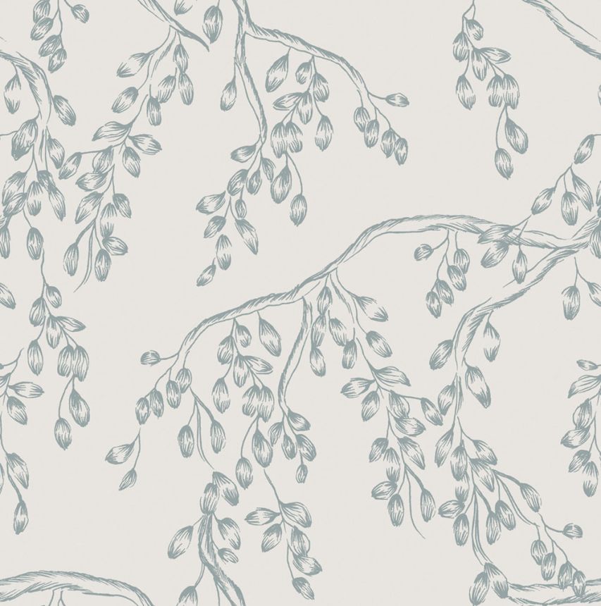Wallpaper, White-Blue, Branches, 140334, Laura Ashley 4