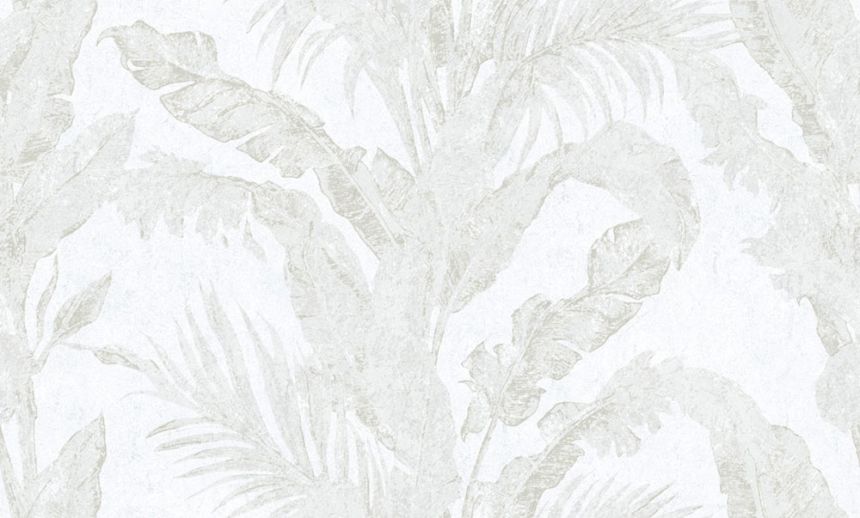 Luxury wallpaper, grey, white, leaves, plaster effect, 6601, Metamorphosis, Parato by Cristiana Masi