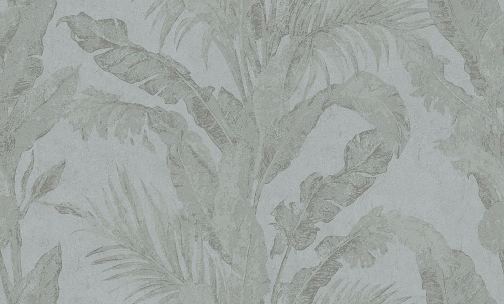 Luxury wallpaper, grey, blue, leaves, plaster effect, 6606, Metamorphosis, Parato by Cristiana Masi