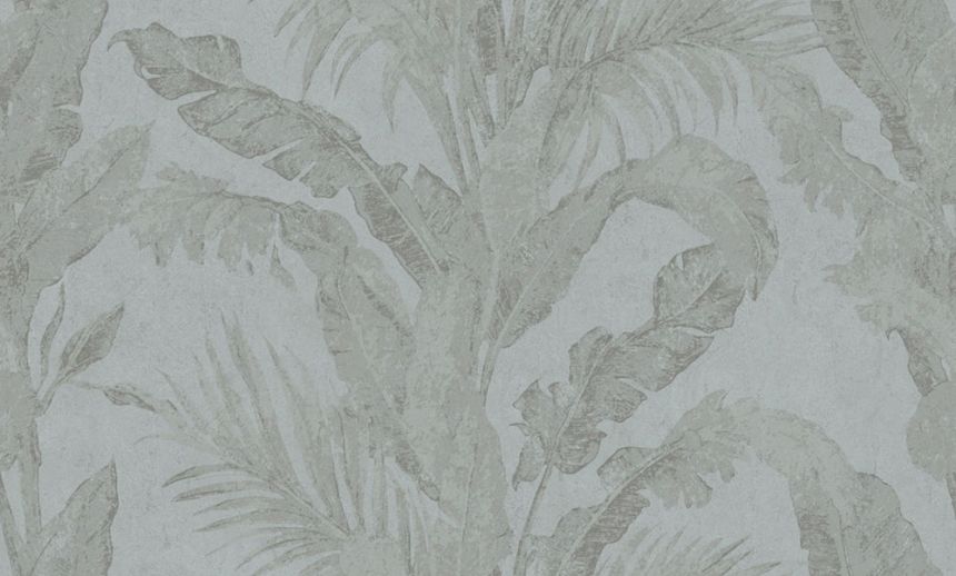 Luxury wallpaper, grey, blue, leaves, plaster effect, 6606, Metamorphosis, Parato by Cristiana Masi